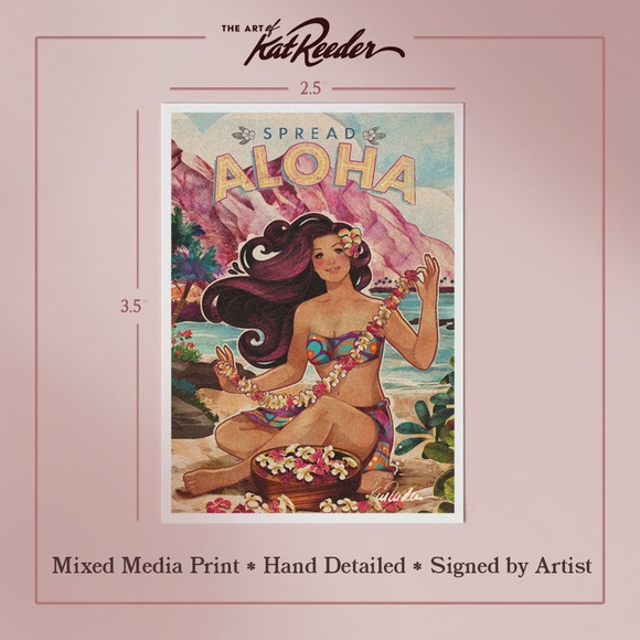 Hawaii ACEO – “Token of Love” Collectible Mixed Media Mini Art Card - Picture 3 of 3